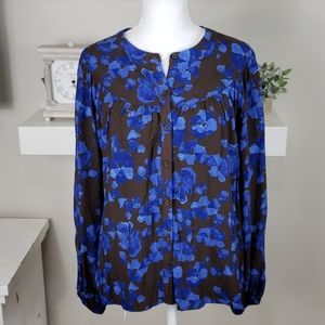 A New Day Long Sleeve Floral Button Down  Top NWT